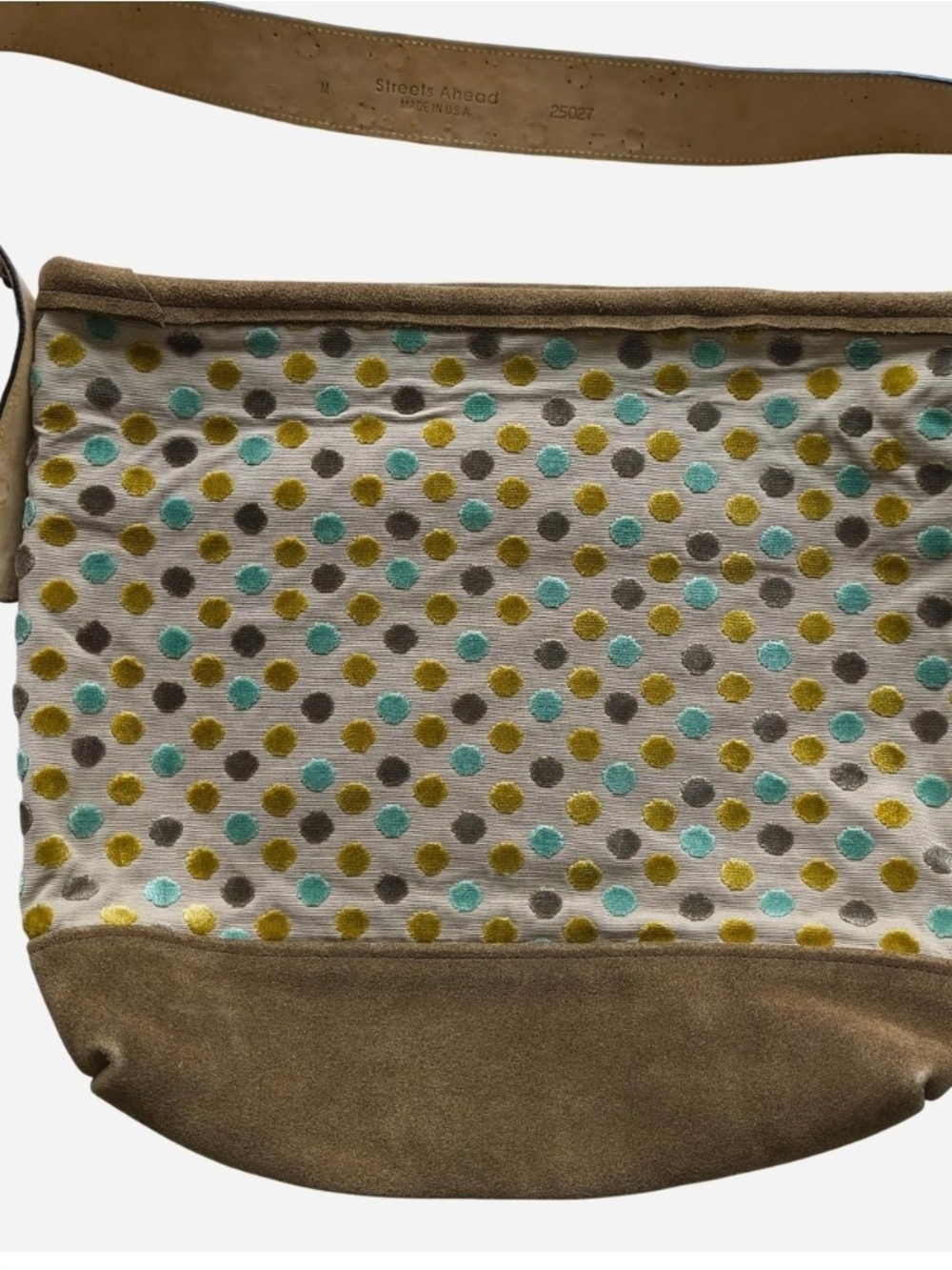 Floral Tapestry Shoulder Bag with Studded Leather Straps - Brown & Multicolor - Picture 4 of 8